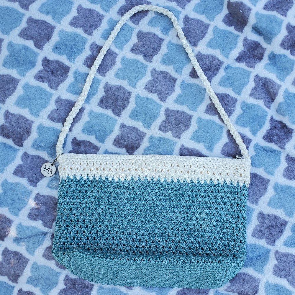 The Sak Baby Blue & White Ombre Crocheted Shoulder bag